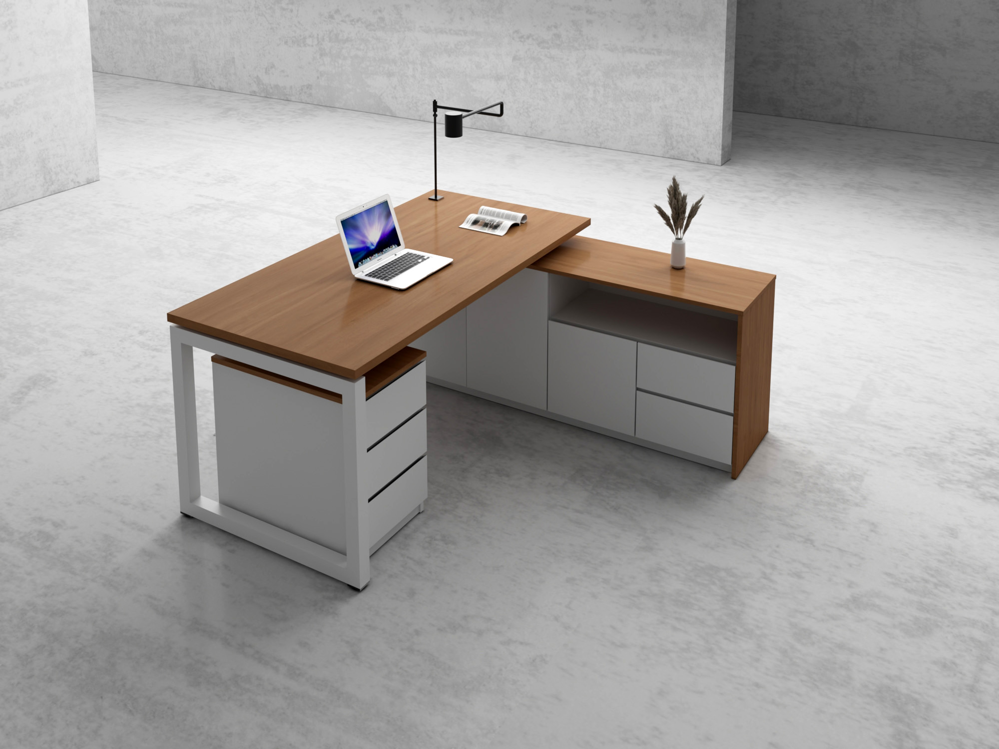 LANA Series Desk With Side Cabinet Extension