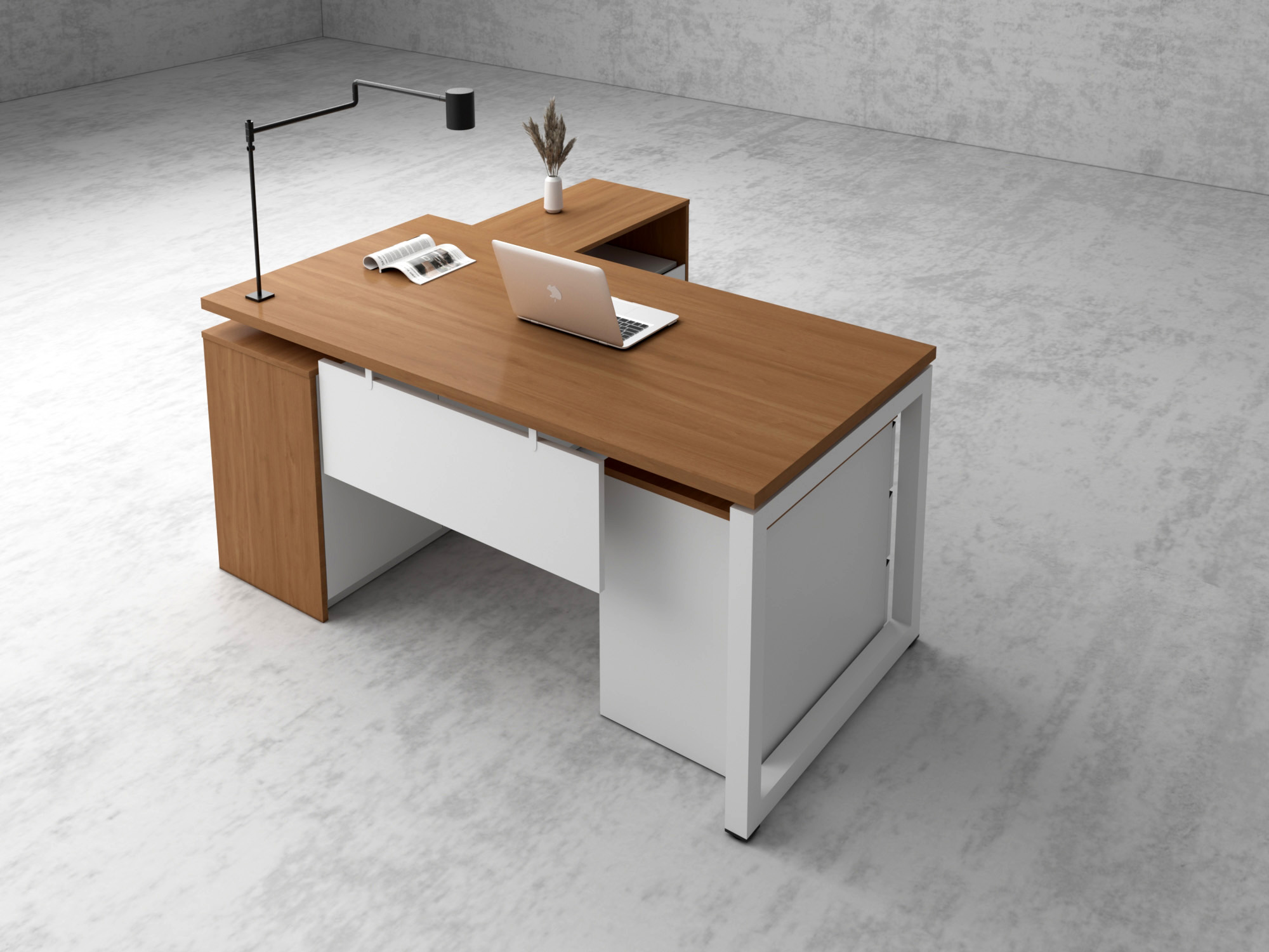 LANA Series Desk With Side Cabinet Extension