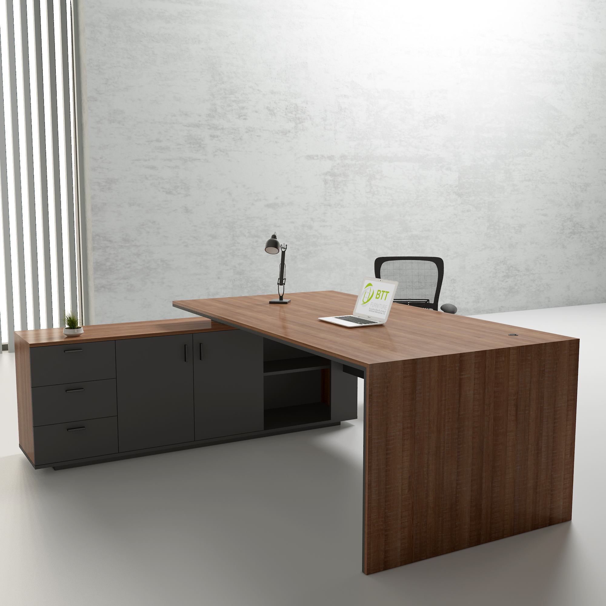 SHAHEEN Series Desk With Side Cabinet Extension