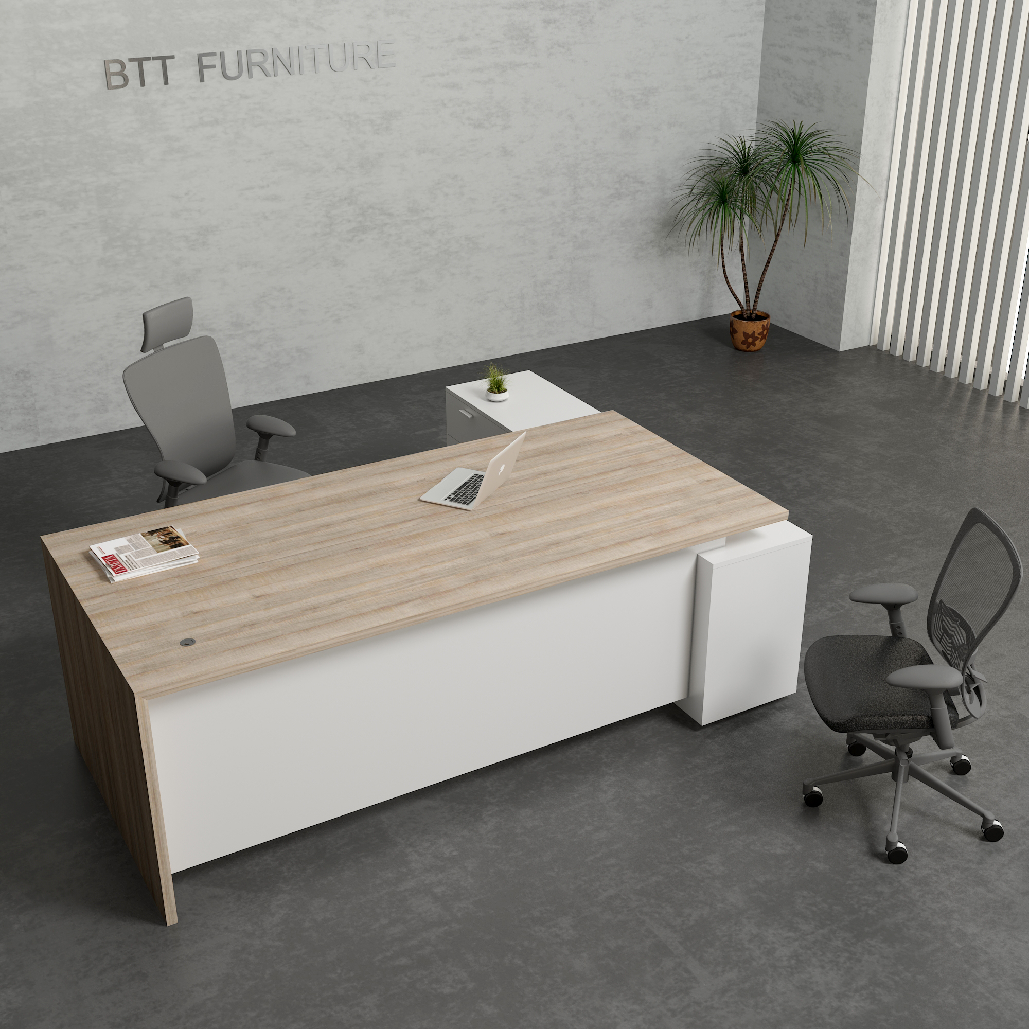 SHAHEEN Series Desk With Side Cabinet Extension