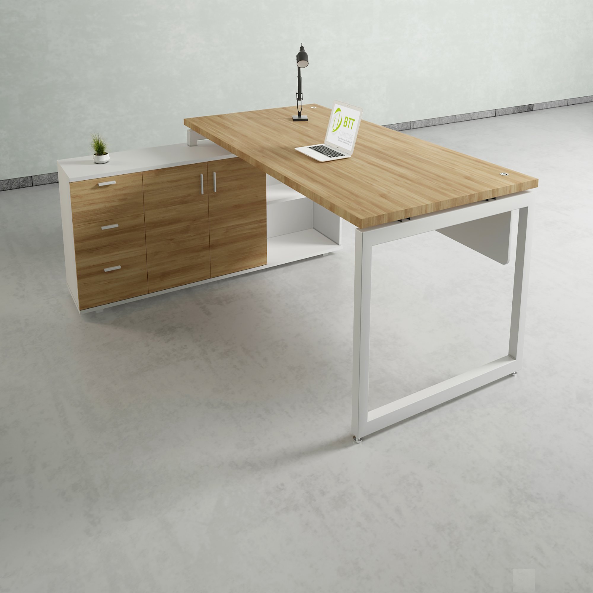 LANA Series Desk With Side Cabinet Extension